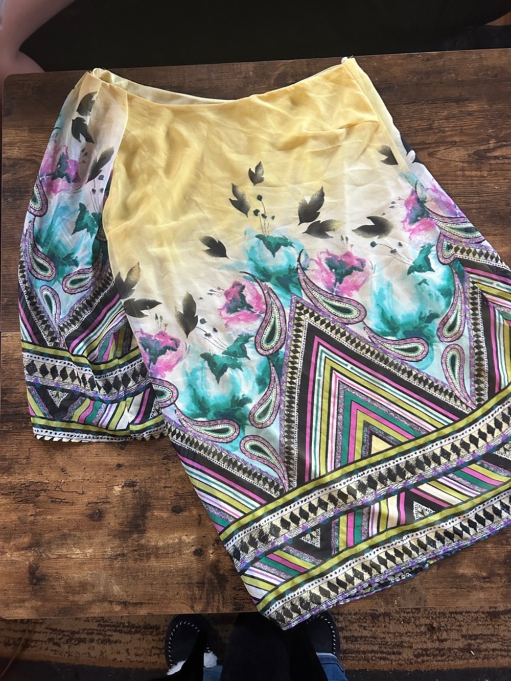 hello miss One-Shoulder Floral Paisley Dress in Yellow, Teal, Pink